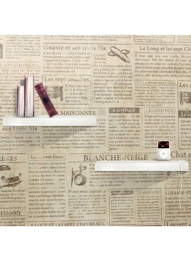 TANONE Vintage Wallpaper 17.7" X 19.7ft Self Adhesive Newspaper Wallpaper Stick and Peel for Drawer French Retro Decorative Furniture - Image 4