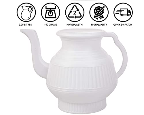 Mayaka786 Lota | Bodna | Toilet Wash Jug | 2.25 liters | Plastic (White) - Image 2
