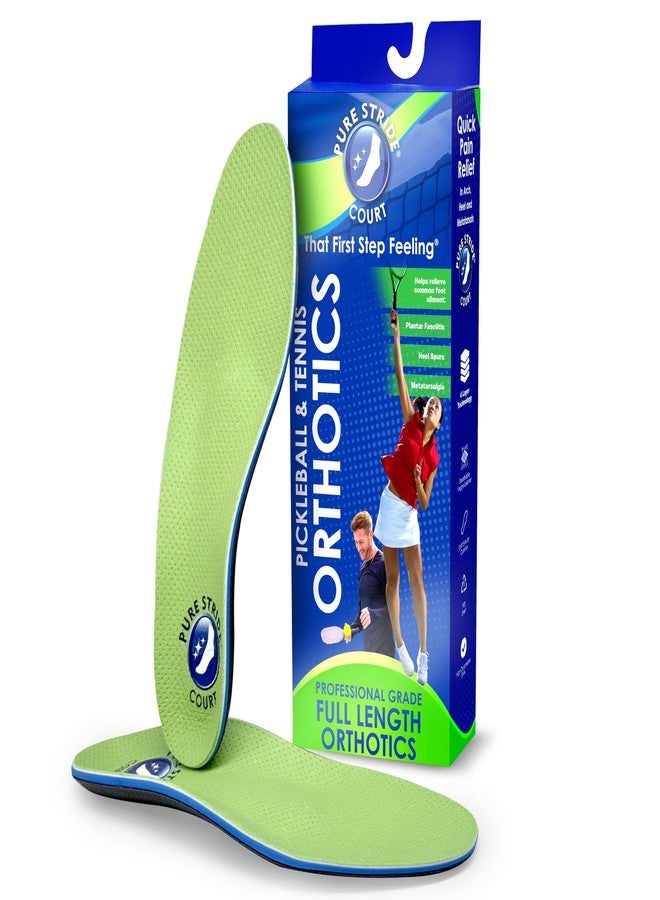 Pure Stride Pickleball & Tennis Court Orthotics - Full-Length Foot Support for Plantar Fasciitis, Heel Pain, Metatarsalgia - Arch Relief for Men & Women-Athletic Shoe Comfort,1Pair-M 8-8.5 / W 10-10.5 - Image 1