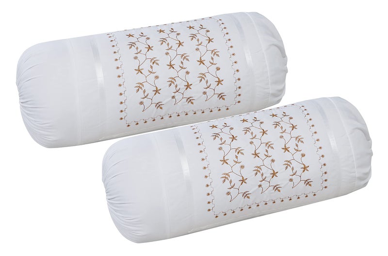 Rj Products أغطية وسائد تطريز قطنية من Rj Products عبوة من 2 قطعة (أبيض) - Image 1
