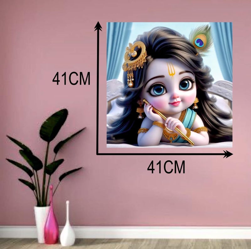 Sky Flying Baby Blue Radha tikla Wall Poster For Living Room Pooja Room Kids Room Office Size 41CM X 41CM - Image 5