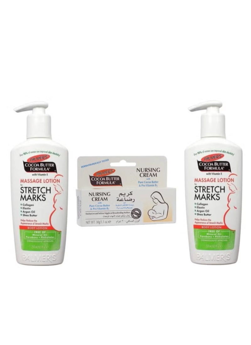 PALMER'S - Palmers Anti-Stretch Mark Set consists of Breastfeeding Cream and Cocoa Butter Stretching Mark Lotion - Image 1