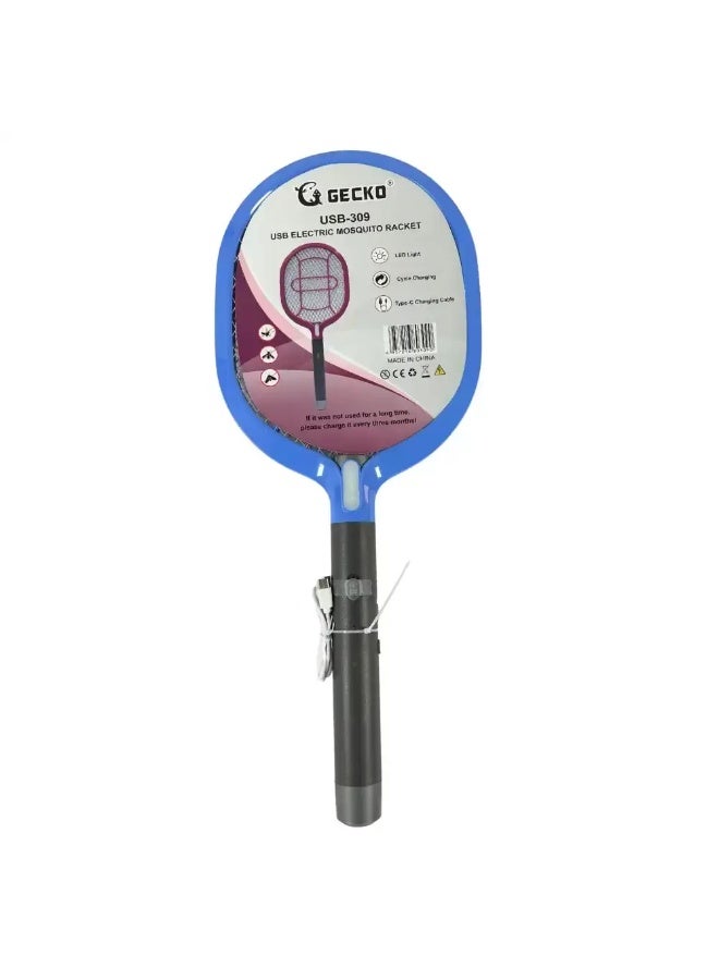 GECKO مضرب كهربائي لطرد البعوض من جيكو مع ضوء LED - أزرق - Image 2
