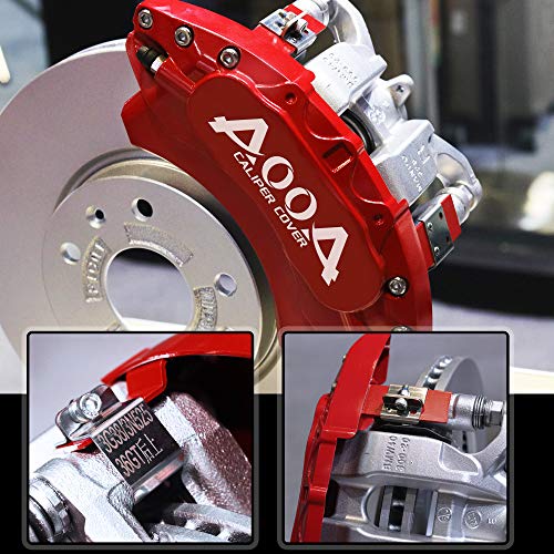 AOOA Brake Disc Red with White Character Caliper Cover Powder Coating Fits Dodge Charger/Challenger SXT/SE/Chrysler 300(Front Single Piston) - Image 3