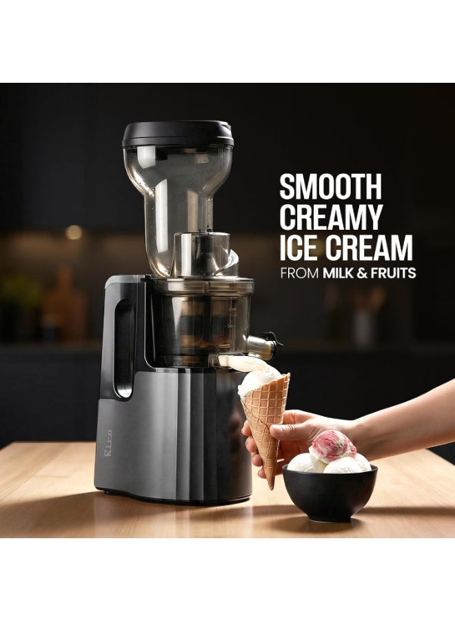 Rico Cold Press Slow Juicer with Ice Cream Maker | 5 Years Motor Warranty | Slow Juicer for Fruits, Vegetables & Nut Milk | 10% More Juice, Less Waste | Low Noise | Anti-Drip | Easy to Clean - Image 3