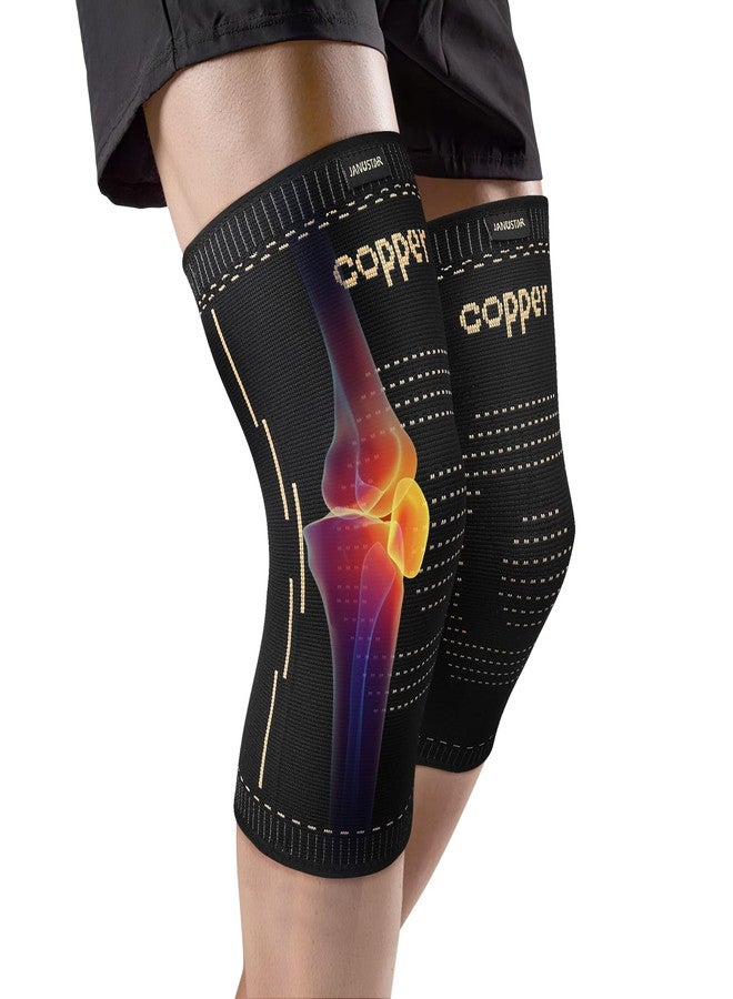 Janustar Copper Knee Braces for Men & Women – Knee Compression Sleeves for Pain Relief, Arthritis, Sports and Recovery - Image 1