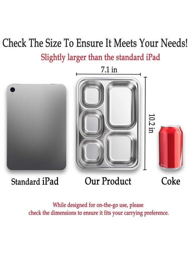 KTKUDY Stainless Steel Snack Containers with Lids - 3 Pack - 5 Compartments Bento Snack Boxes - Reusable Meal Prep Lunch Containers for Kids Adults - Divided Food Storage Container for School Home Travel - Image 5