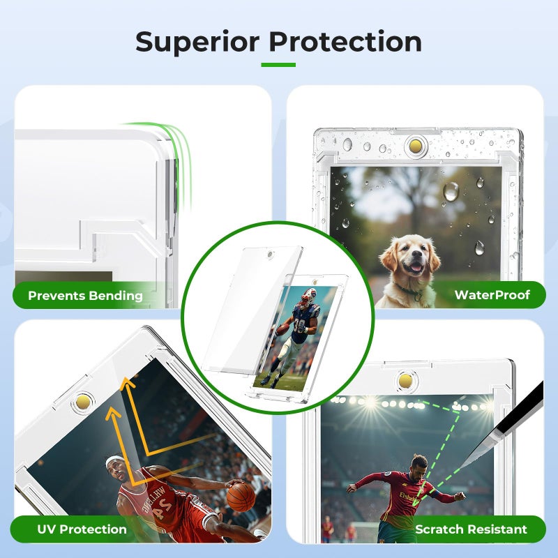 Skyhill 102ct Magnetic Card Holders, 35pt Acrylic One Touch Card Holder with Extra 102 Protective Sleeves, U-V Protection& Waterproof Hard Plastic Card Protectors for Trading Cards, Sports, Game Cards - Image 5