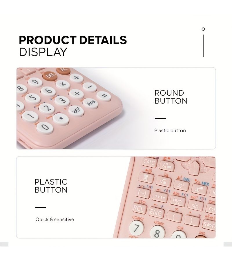 Pink 417 Function Scientific Calculator For Student Exams Office - Image 5