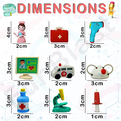 FunBlast Erasers for Kids - Doctor Playset Erasers for Kids, Stationary Kit for Boys, School Stationary Set, Birthday Return Gift (12 Pcs;Multicolor) - Image 3