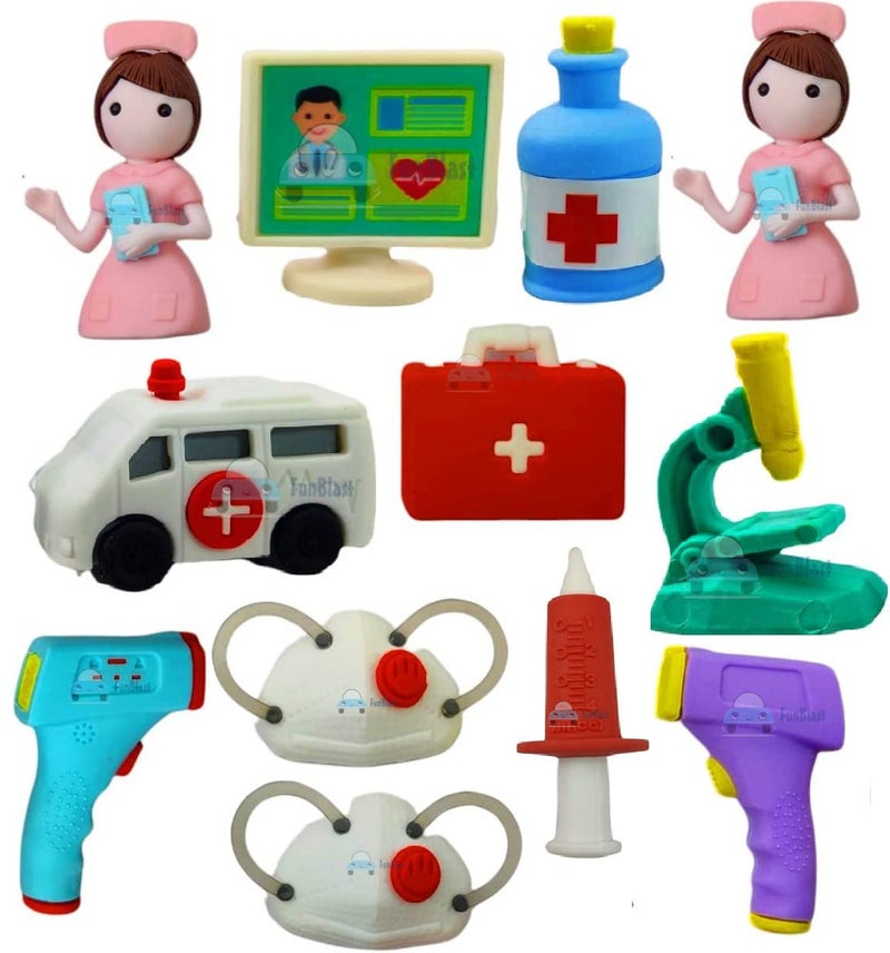 FunBlast Erasers for Kids - Doctor Playset Erasers for Kids, Stationary Kit for Boys, School Stationary Set, Birthday Return Gift (12 Pcs;Multicolor) - Image 1