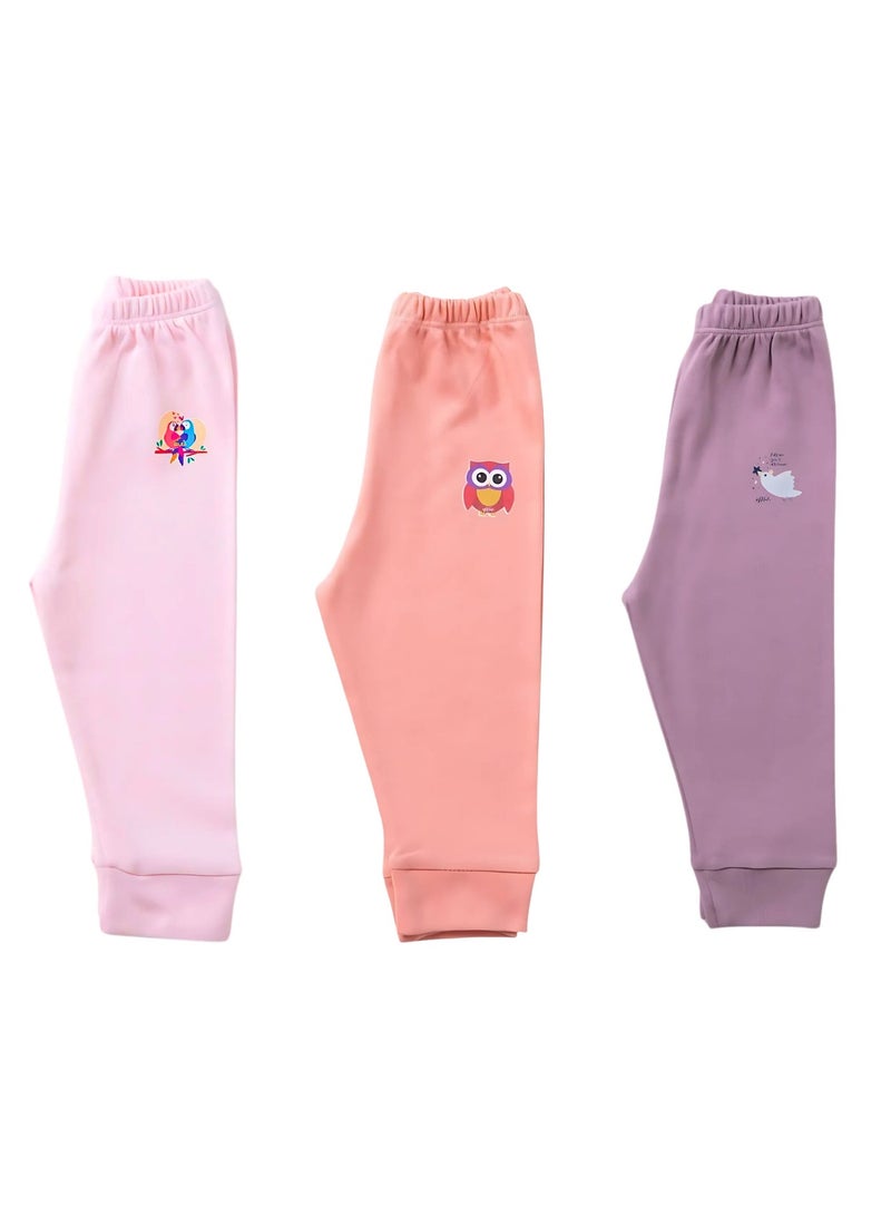 Pluto Pack of 4 Colored Cotton Pants for Baby Girls - Image 5
