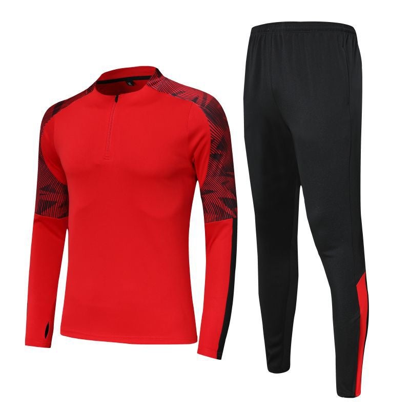 Generic Half-zipper pullover long-sleeved football training suit appearance suit spring and autumn running fitness sports clothing mens jersey Red suit 
