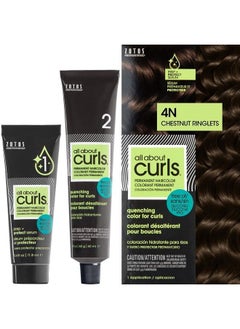 ALL ABOUT CURLS All About Curls 4N Chestnut Ringlets Permanent Hair Color (Prep + Protect Serum & Hair Dye for Curly Hair) - 100% Grey Coverage, Nourished & Radiant Curls  - Image 1
