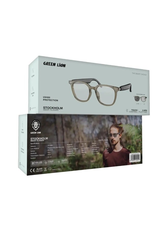 GREEN LION Stockholm Smart Glasses with Touch Control, UV400 Protection, Built-in Microphone, Remote Camera & Voice Assistant, Photochromic & Polarized Anti-Blue Lenses, Up to 5 Hours Play Time, 1.5-Hour Magnetic Charging Time, 10m Transmission Distance - Black  - Image 2