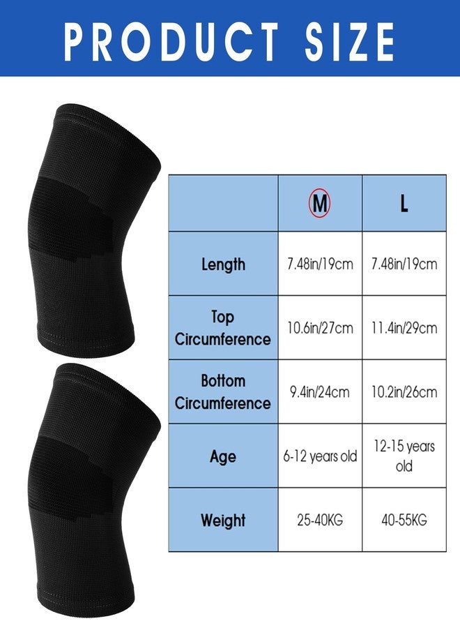 WLLHYF Kids Knee Sleeve Brace 1 Pair Children Knee Support Pad Breathable Elastic Soft Knee Protectors for Kids Child Girls Boys Teens Basketball Volleyball Sports (Medium) - Image 3