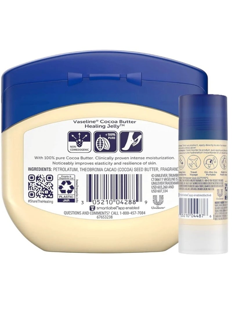 Vaseline Body Care Set: Cocoa Butter Healing Jelly and Cocoa Shimmer Jelly Stick - Image 2