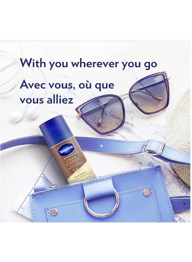 Vaseline Body Care Set: Cocoa Butter Healing Jelly and Cocoa Shimmer Jelly Stick - Image 4