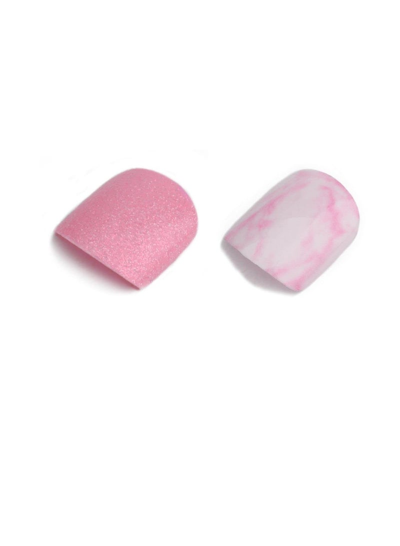Renee Princess by RENEE Stick on Nails Pink Marble  24 Reusable Artificial Nail Set   Lightweight  Long Lasting  Easy to Use   Quick Fix for Special Occasions - Image 2