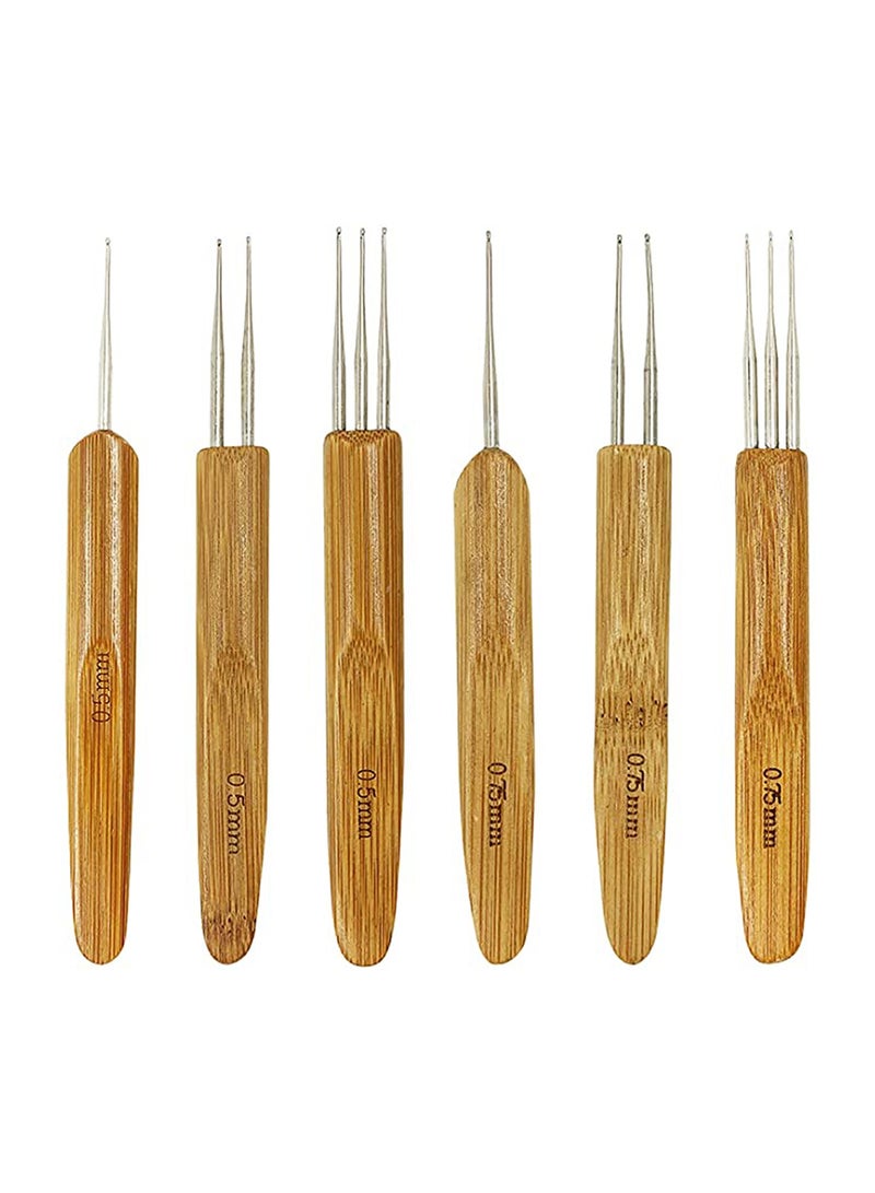 Dreadlocks Crochet Hooks Set, with Bamboo Handle, Hair Weaving Needle Dreadlocks Interlock Needle Tool for Braid Craft, Dreadlocks, Gift to Friends, Lovers or Families who Have the Dreadlocks. - Image 1
