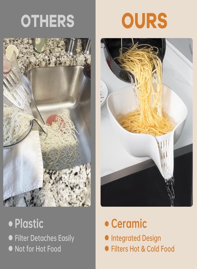 NiHome Multifunctional Ceramic Food Strainer with Integrated Drain Spout, Large Capacity Colander Bowl for Vegetables, Fruits, Pasta & More, Heat-Resistant, Crack-Proof, Easy to Clean, Dishwasher-Safe - Image 4