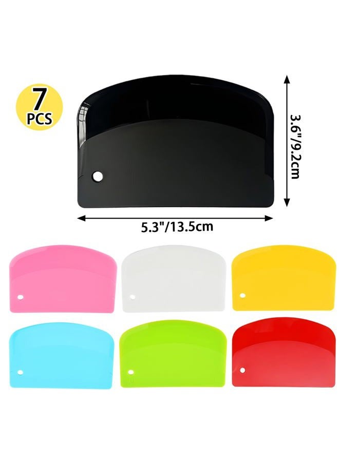 SCORYULE 7PCS Dough Scraper, 5.3 x 3.6 Inch Plastic Bench Scraper, Bowl Spatula, Kitchen Pastry Cutter Tool for Bread Dough, Pastry, Pizza, Baking Cake - Image 2