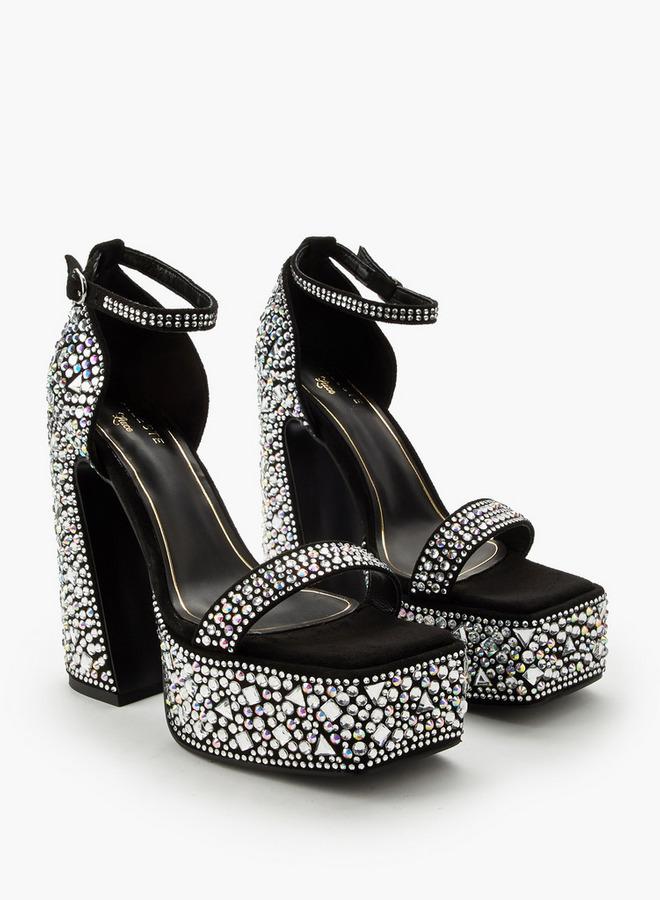 سيليست صنادل بكعب عريض مرصعة للنساء - Image 3