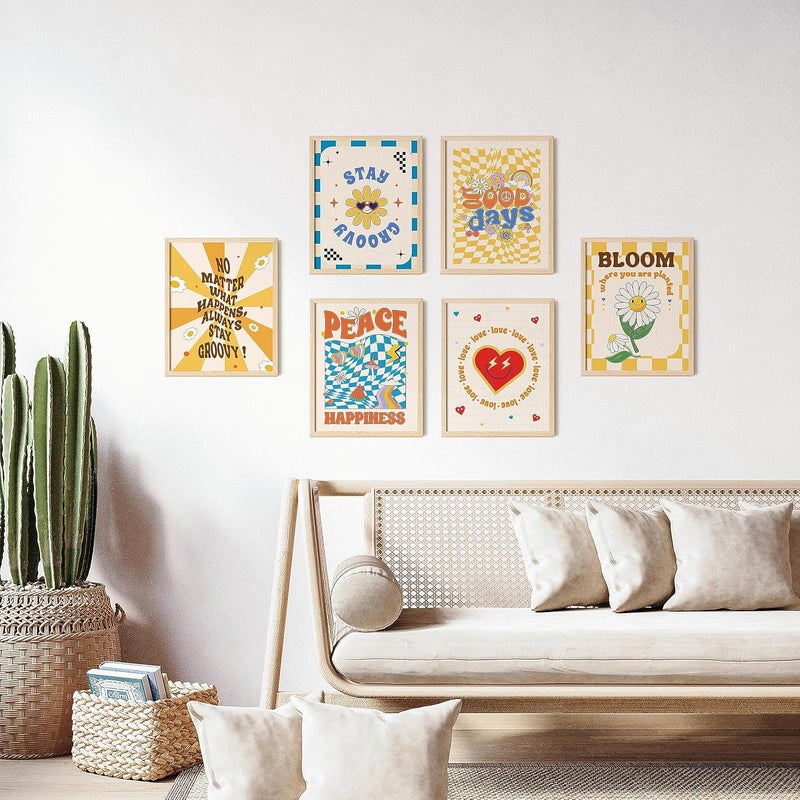 97 Decor 97 ديكور غروفي صورة جمالية للغرفة - فن جدار هيبي، بوسترات قديمة من الستينيات والسبعينيات، طباعة زهور بوهيمية هيبي لديكور المنزل وغرفة النوم (8x10 غير مؤطرة) - Image 5