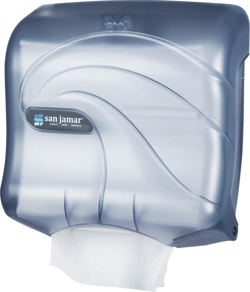 San Jamar Wall Mount Paper Towel Dispenser w/ 240 C Fold Capacity - Plastic, Arctic Blue - Image 5