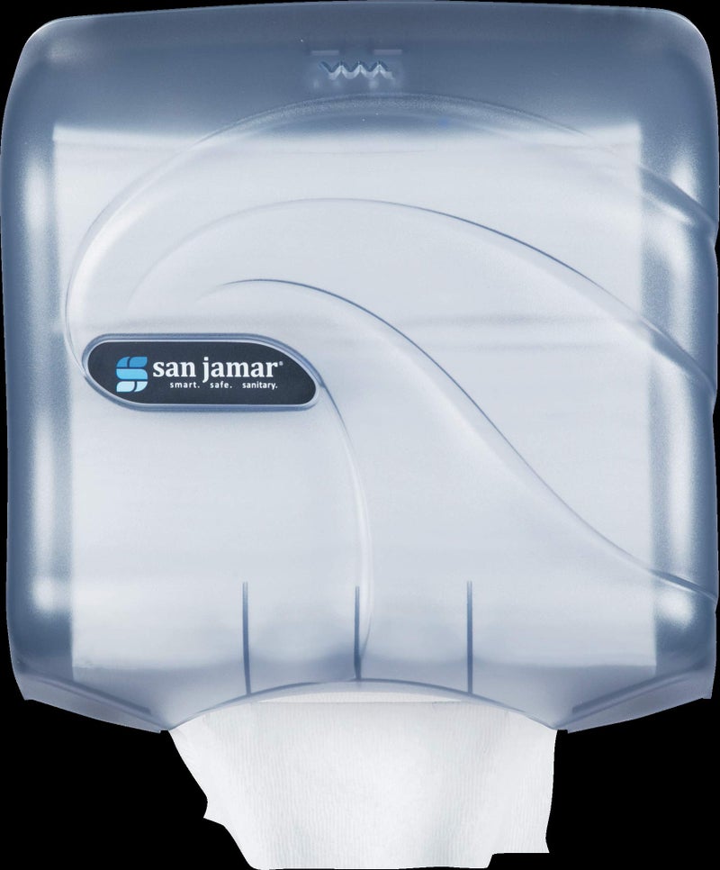 San Jamar Wall Mount Paper Towel Dispenser w/ 240 C Fold Capacity - Plastic, Arctic Blue - Image 3