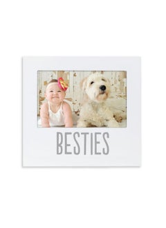 pearhead Bestie And Baby Keepsake Frame - Wood Photo Frame For Baby And Pet, With Easel Back And Wall Hanger, Holiday Gifts, Perfect Gender Neutral Nursery Decor And Shower Gift, White  - Image 1