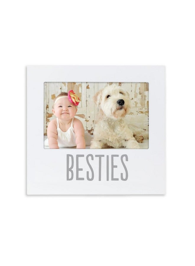 pearhead Bestie And Baby Keepsake Frame - Wood Photo Frame For Baby And Pet, With Easel Back And Wall Hanger, Holiday Gifts, Perfect Gender Neutral Nursery Decor And Shower Gift, White - Image 1