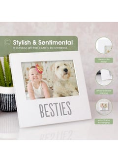 pearhead Bestie And Baby Keepsake Frame - Wood Photo Frame For Baby And Pet, With Easel Back And Wall Hanger, Holiday Gifts, Perfect Gender Neutral Nursery Decor And Shower Gift, White  - Image 4