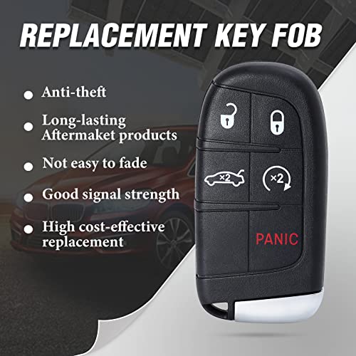 Keymall Smart Car Key Fob Keyless Entry Remote Replacement 5 Buttons for Chrysler 200 300 for Dodge Charger Challenger 2019 2020 2021 4A Chip (M3M-40821302 68155687 AB) - Image 5