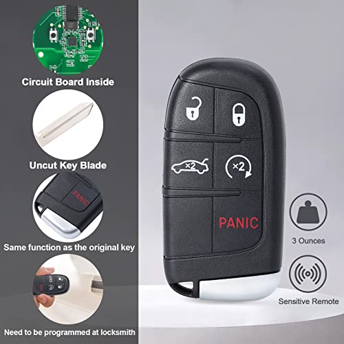 Keymall Smart Car Key Fob Keyless Entry Remote Replacement 5 Buttons for Chrysler 200 300 for Dodge Charger Challenger 2019 2020 2021 4A Chip (M3M-40821302 68155687 AB) - Image 4