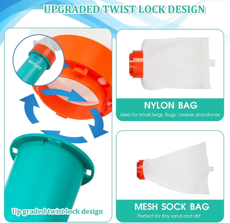 POOLWHALE Premium Pool Vacuum Jet Underwater Cleaner, 3 Scrub Brushes, 2 Fine Mesh Bags, 6 Section Telescopic Pole of 56.5" and Handle - for Above Ground Pools,Spas & Ponds - Image 3