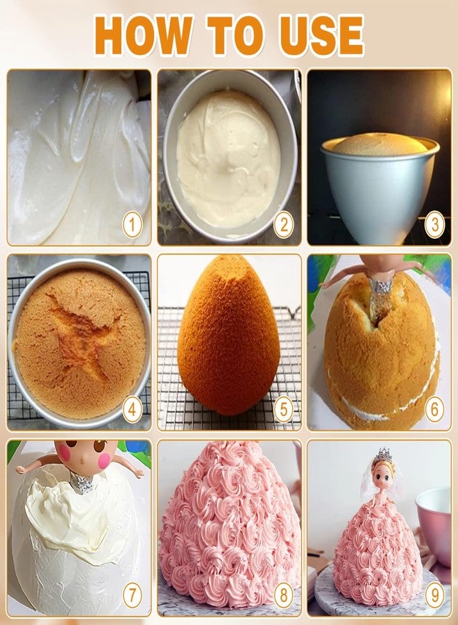 أموسفون قالب كيك على شكل تنورة دمية أميرة من آموسفن - قوالب خبز غير لاصقة مقاس 8 بوصات لكعكات فساتين الأميرات، مناسبة لأعياد ميلاد الفتيات واحتفالاتهن. - Image 5