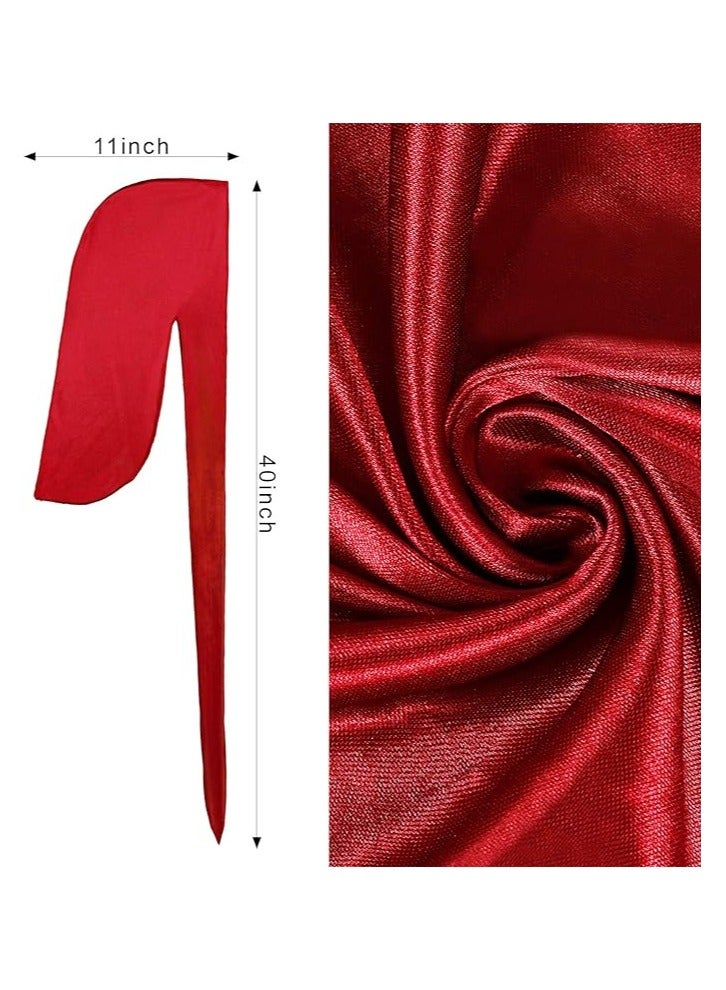 6PCS Silky Durags for Men Women, Silky Satin Long Tail Headwrap, Breathable Turban Hat,Stocking Cap Sliky  Straps Pirate Hat - Image 5