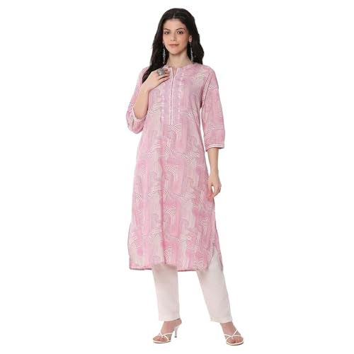 Biba Women's Pink Straight Kurta - Image 1