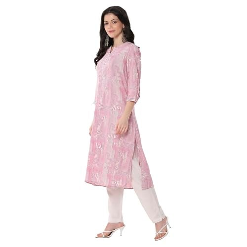 Biba Women's Pink Straight Kurta - Image 2