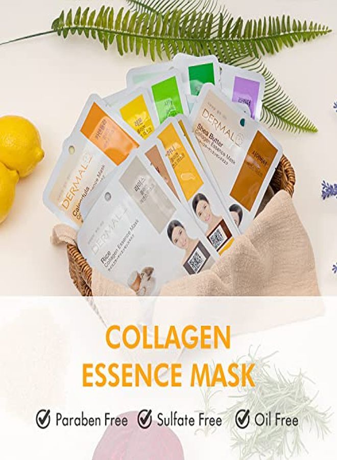 DERMAL 12 Pack Combo New Value Set Collagen Essence Mask Sheet | Sodium Hyaluronate & Hydrolyzed Collagen Nature Made Fresh Mask | Best Korean Skin Care Mask | Parabenfree  - Image 2