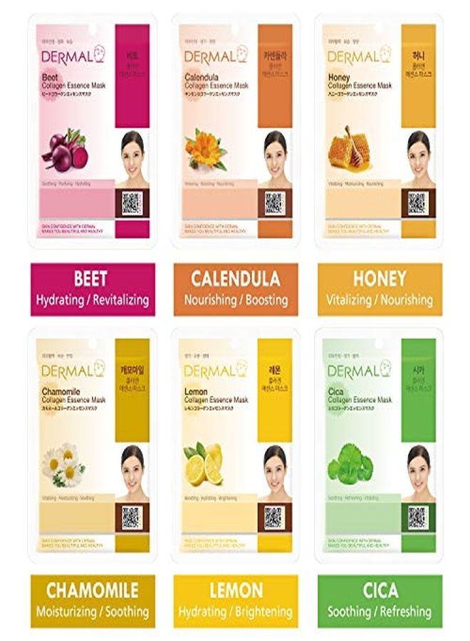 DERMAL 12 Pack Combo New Value Set Collagen Essence Mask Sheet | Sodium Hyaluronate & Hydrolyzed Collagen Nature Made Fresh Mask | Best Korean Skin Care Mask | Parabenfree  - Image 4