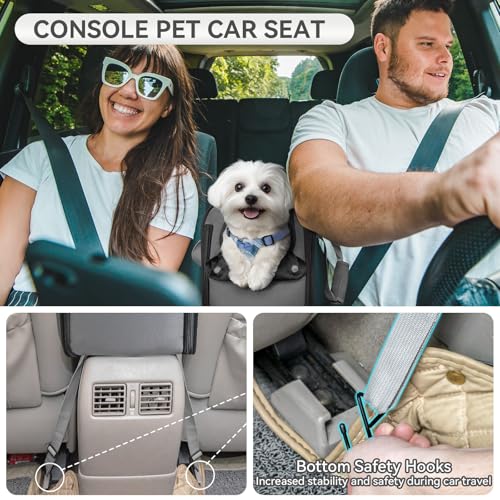 PETSFIT Multipurpose Center Console Dog Car Seat Airline Approved Dog Car Carrier with Safety Tether and Pockets Portable Cat Car Seat Dog Car Seats for Small Dogs Cats Up to 9 LBS Deep Grey - Image 3