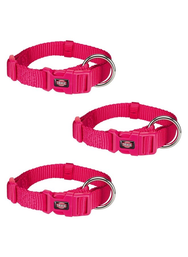 تريكسي حزام طوق للكلاب عالي الجودة، تصميم أنيق، شريط شبكي قابل للتعديل، تخفيف الضغط، مع موصل مقود، طوق رقبة للحيوانات الأليفة للكلاب، 30-45 سم (صغير، فوشيا) - عبوة من 3 قطع - Image 1