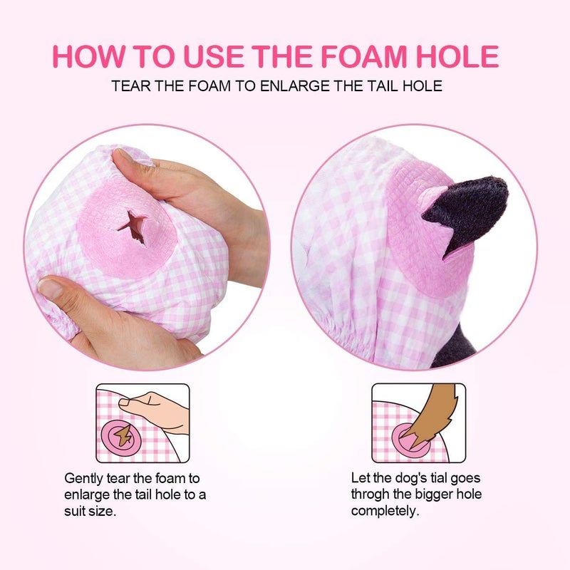 Pet Soft Doggie Diapers Female - Disposable Dog Diapers for Girl Puppies Cats Diapers with Adjustable Tail Hole Cute Pink 36pcs (M, Pink) - Image 3