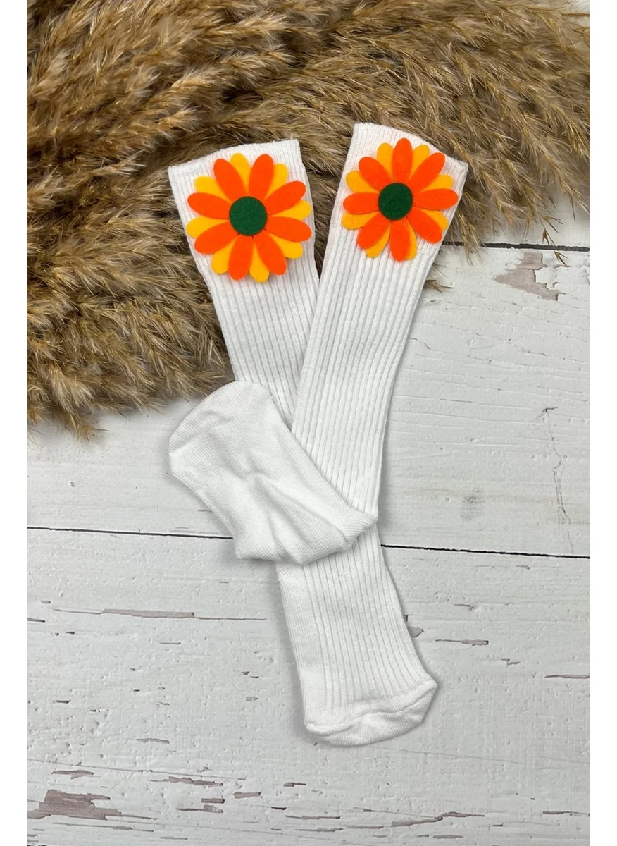 Ada Bebek Çocuk Ada Baby Kid Adabebek Baby Girl Floral Knee Socks