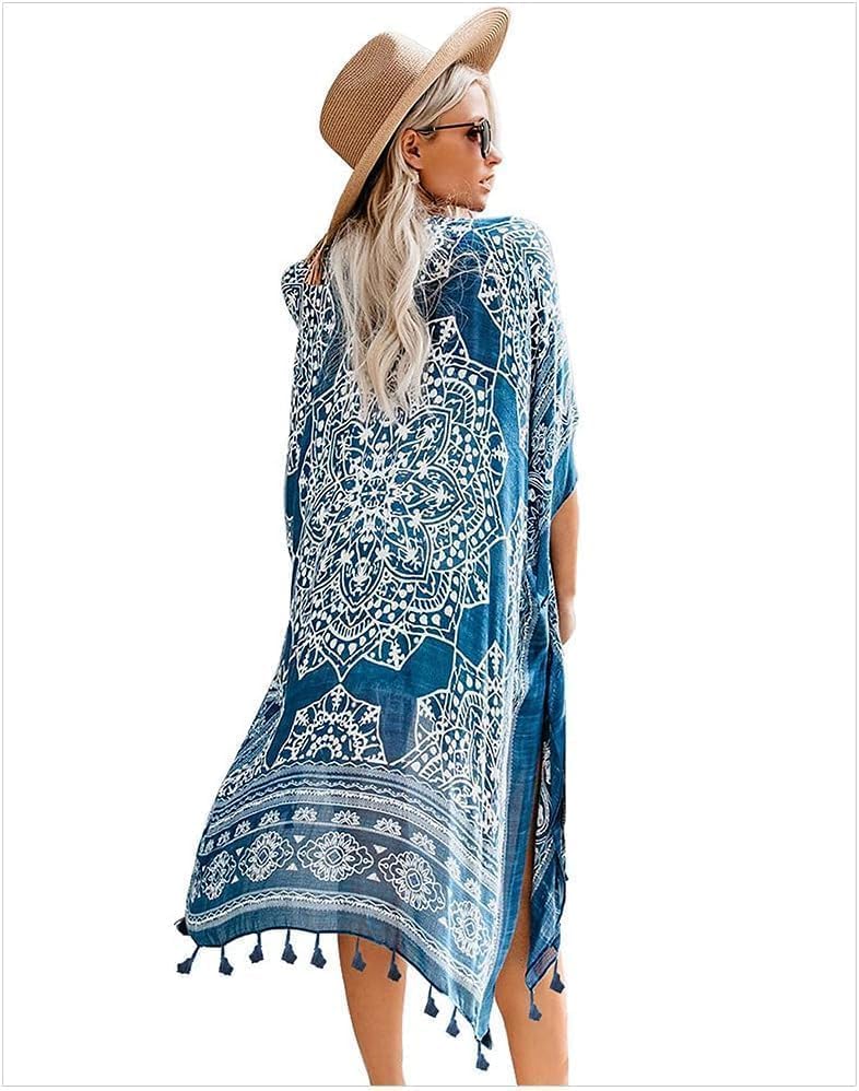 HZYH Women's Kimono, Cardigan Shawl, Summer Swimsuit Coverups Beach Cover Up with Floral Print for  Vacation - Image 4
