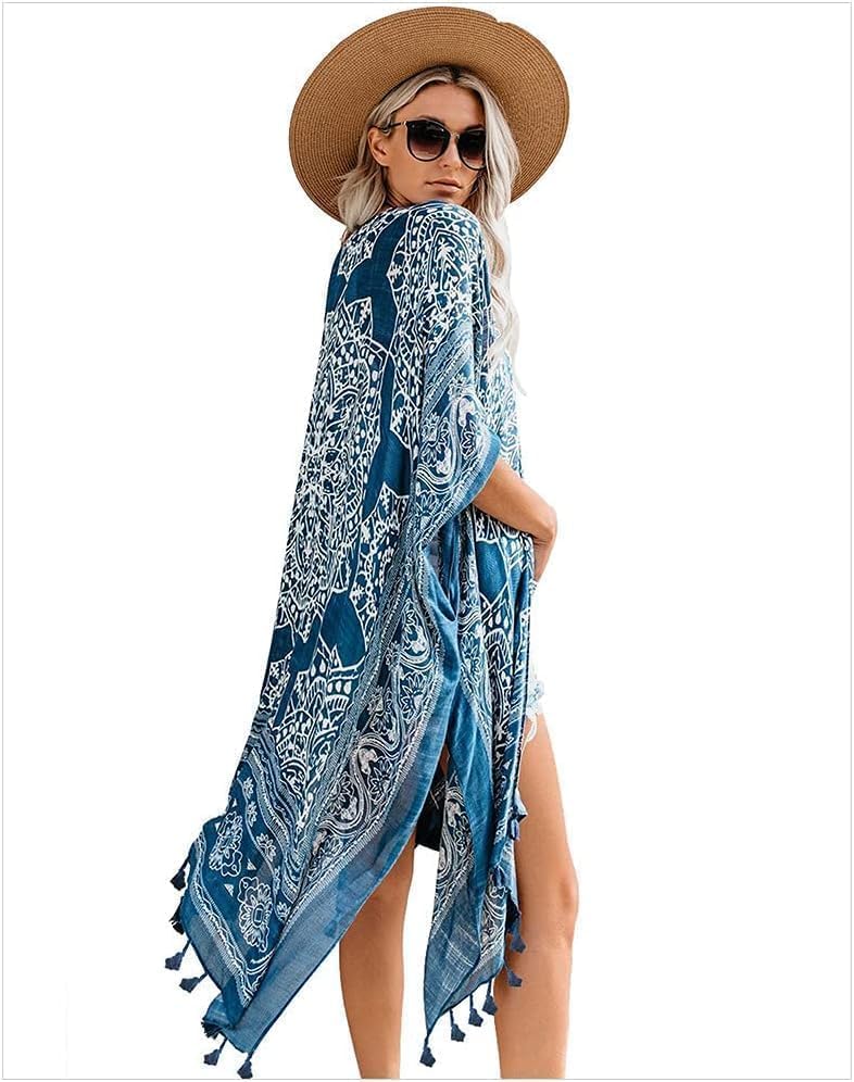 HZYH Women's Kimono, Cardigan Shawl, Summer Swimsuit Coverups Beach Cover Up with Floral Print for  Vacation - Image 3