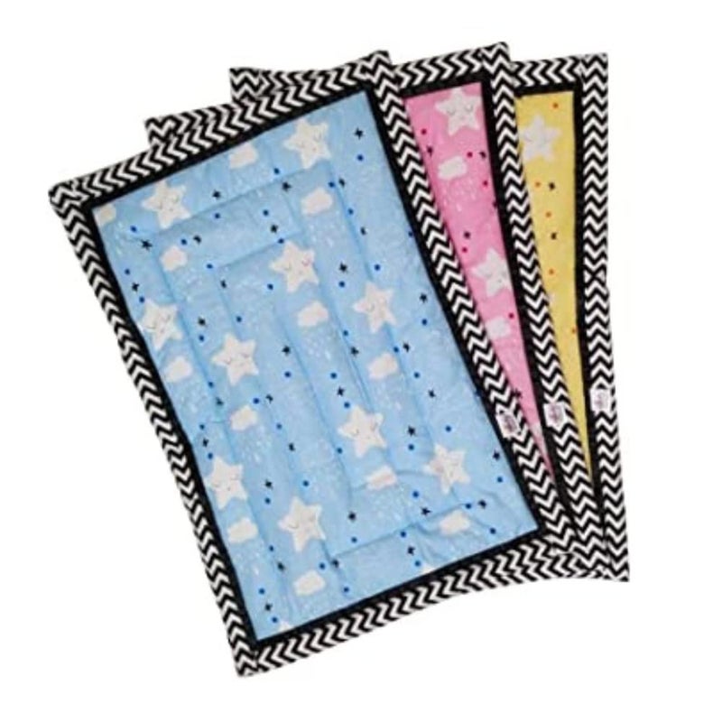 Fabrify Baby Mattress Baby Baby Sleeping Mat New Born Baby Supper Soft MattressGodadiQuilt Cotton Sleeping Mat for New Born Baby 01 Year Pack of 3 Multicolored - Image 1