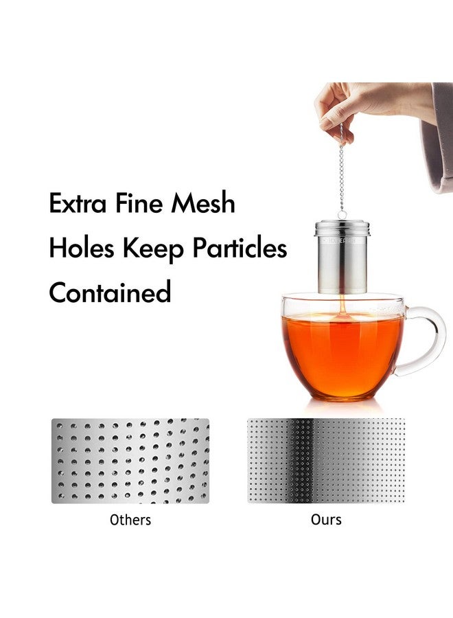 House Again Tea Infuser (2 Pack, Large + Small), Extra Fine Mesh Tea Strainers for Loose Tea, 18/8 Stainless Steel Tea Strainer with Extended Chain Hook, Tea Steeper - Image 2
